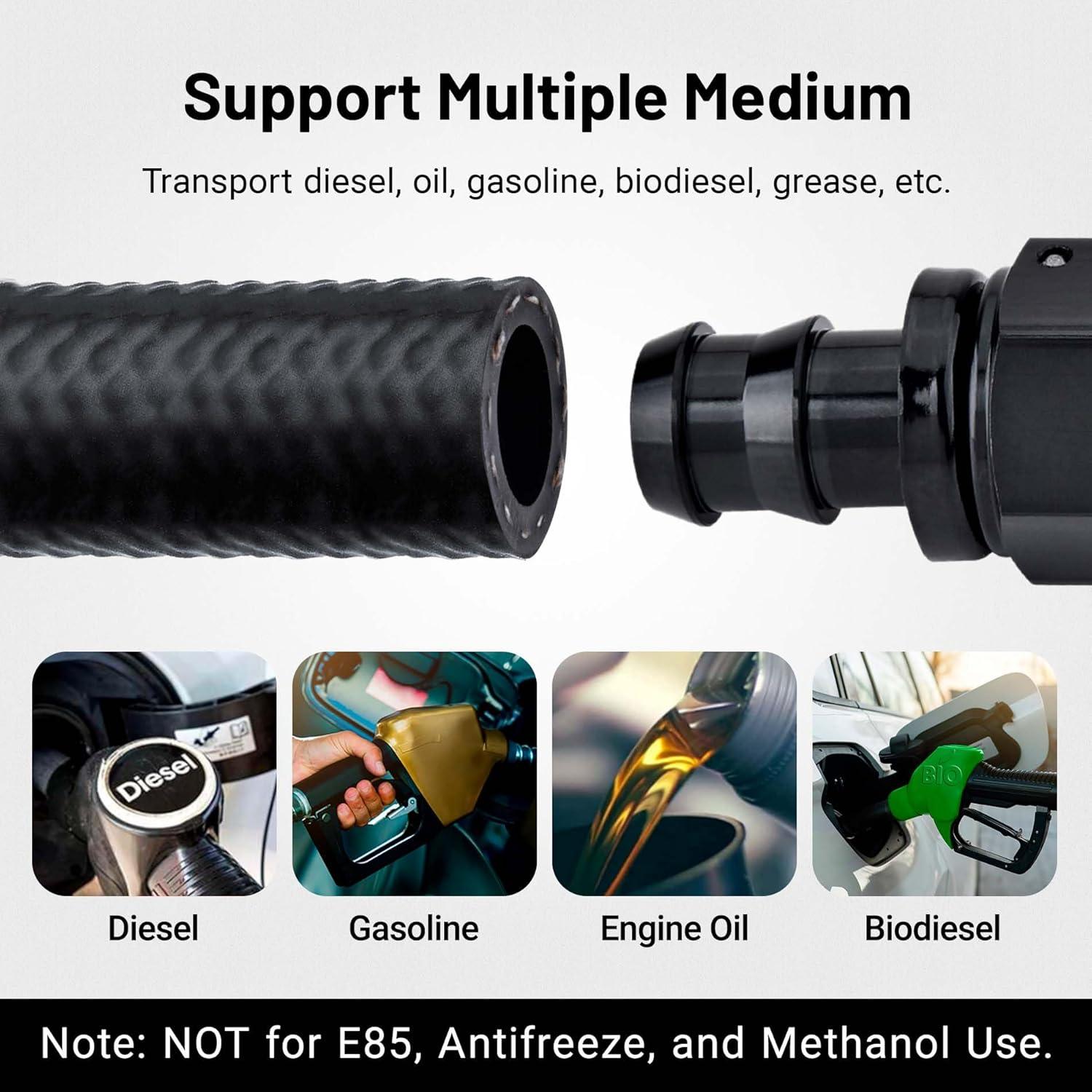 EVIL ENERGY Push Lock Hose Kit Fuel Hose Line Kit NBR SAE 30R7 10FT (4/6/8/10/12AN) - EVILENERGY