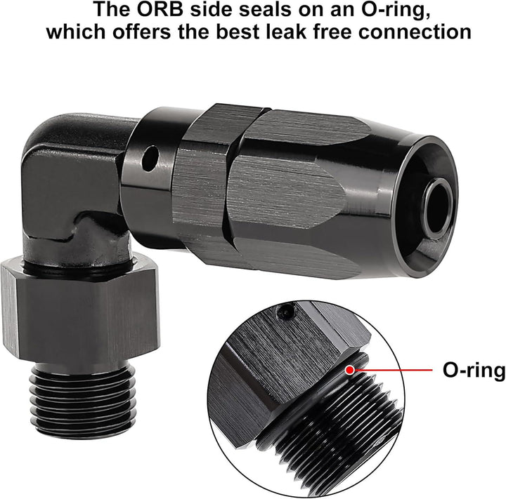 EVIL ENERGY AN Hose End to AN ORB 90 Degree Fitting Swivel for CPE Braided Hose - EVILENERGY