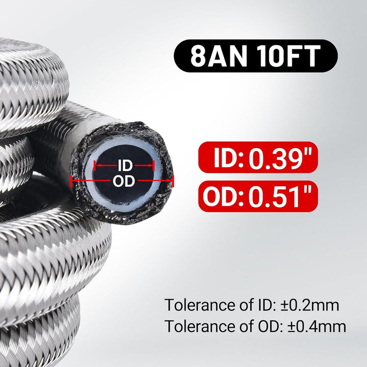 EVIL ENERGY 4/6/8/10AN PTFE Fuel Line Fitting Kit E85 Stainless Steel Braided Fuel Hose 10FT - EVILENERGY