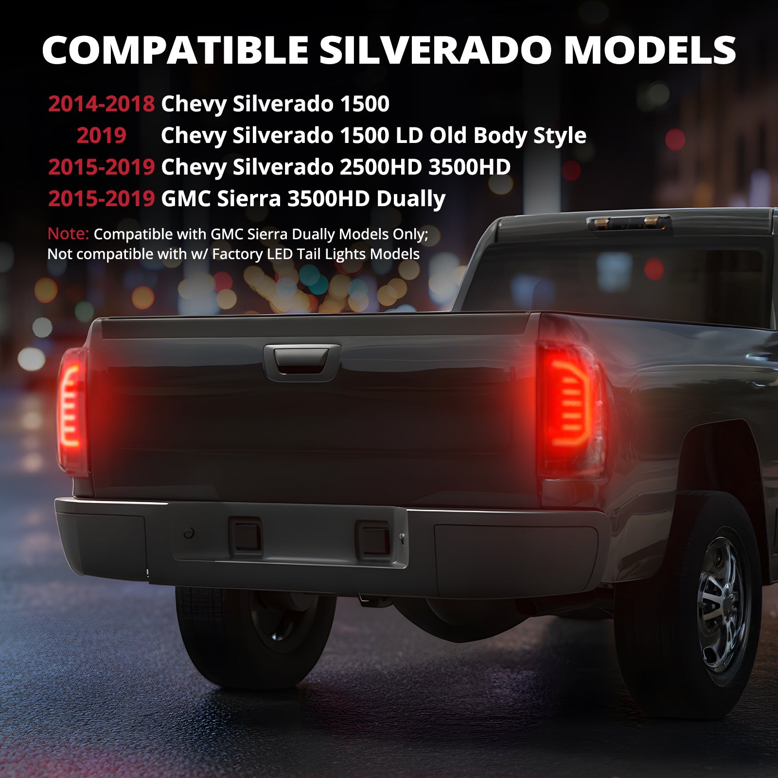 EVIL ENERGY LED Tail Lights Assembly for 2014-2019 Chevy Silverado 1500 2500 3500HD, Bright Smoked Tail Lights, IP67 Waterproof LED Tail Lights Rear Tail Lights Pair - EVILENERGY