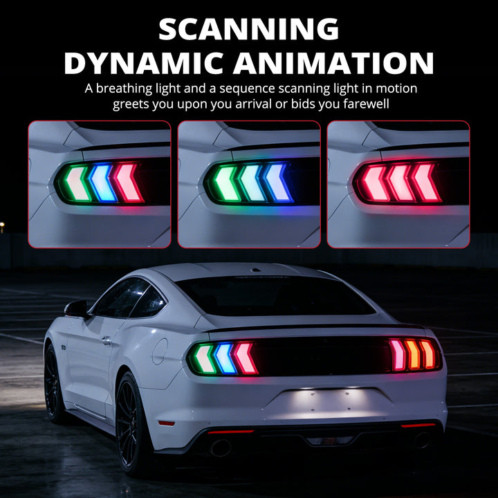 EVIL ENERGY Fit For 2015-2023 Ford Mustang RGB LED Tail Light Assembly, Sequential Start-up Animation DRL Turn Signals Rear Lamp Set, 2 PCS (Driver and Passenger Side) - EVILENERGY