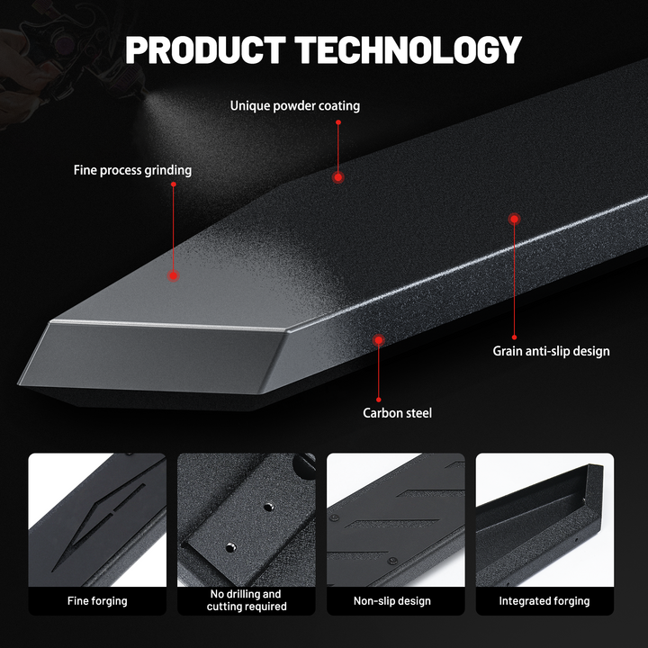2PCS Side Steps for Tesla Cybertruck 2019-2025 | Heavy-Duty Running Boards | Double Layer Side Steps | Anti-Slip Nerf Bars | No-Drill Bolt-On Installation | 550LB Capacity | Rust-Proof Stainless Steel|EVIL ENERGY - EVILENERGY