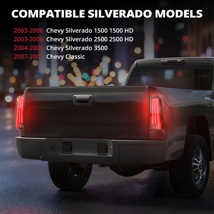 EVIL ENERGY LED Tail Lights Assembly Fit for Chevy Silverado 2003-2007 1500 2500 3500HD, IP67 Waterproof LED Tail Lights Rear Tail Lights Pair White - EVILENERGY