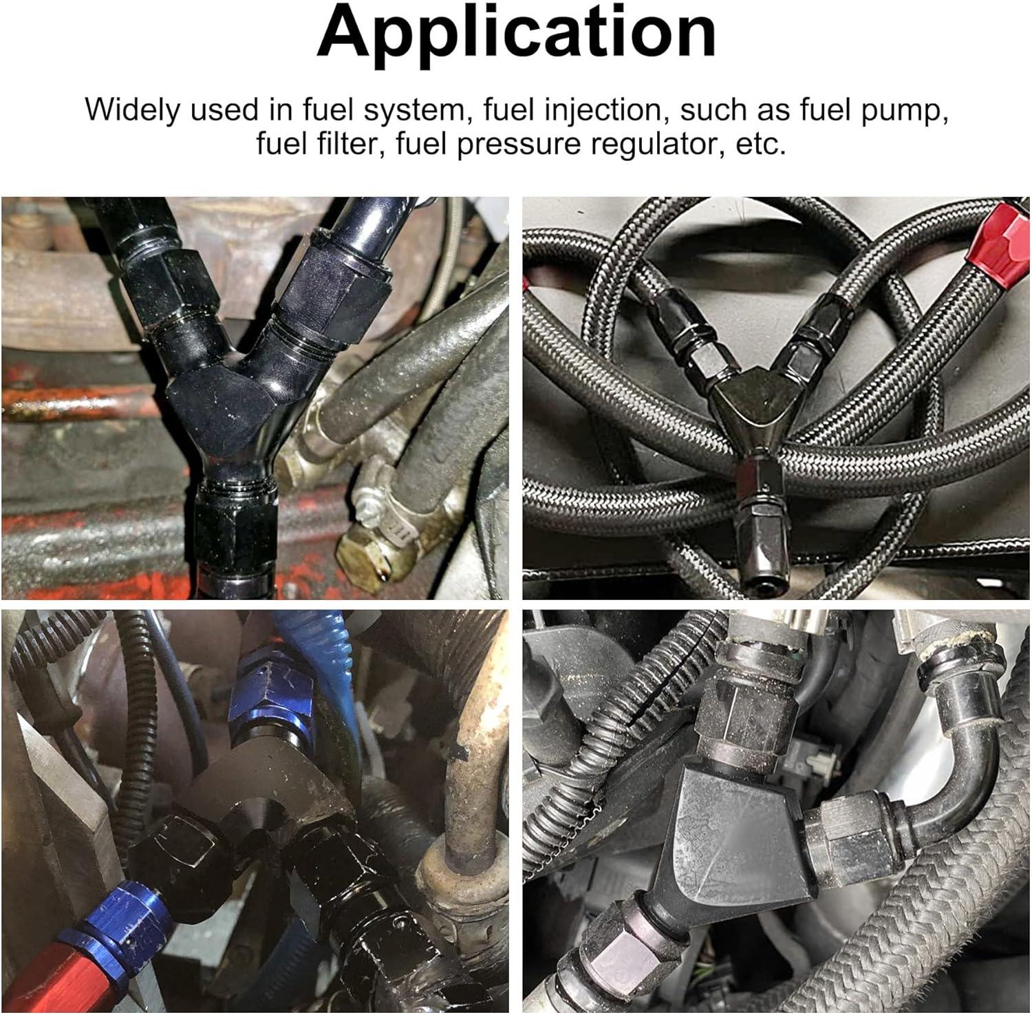 EVIL ENERGY AN Female to AN Male Flare Fitting Y Block Union Splitter Swivel Adapter Fitting Aluminum Black - EVILENERGY