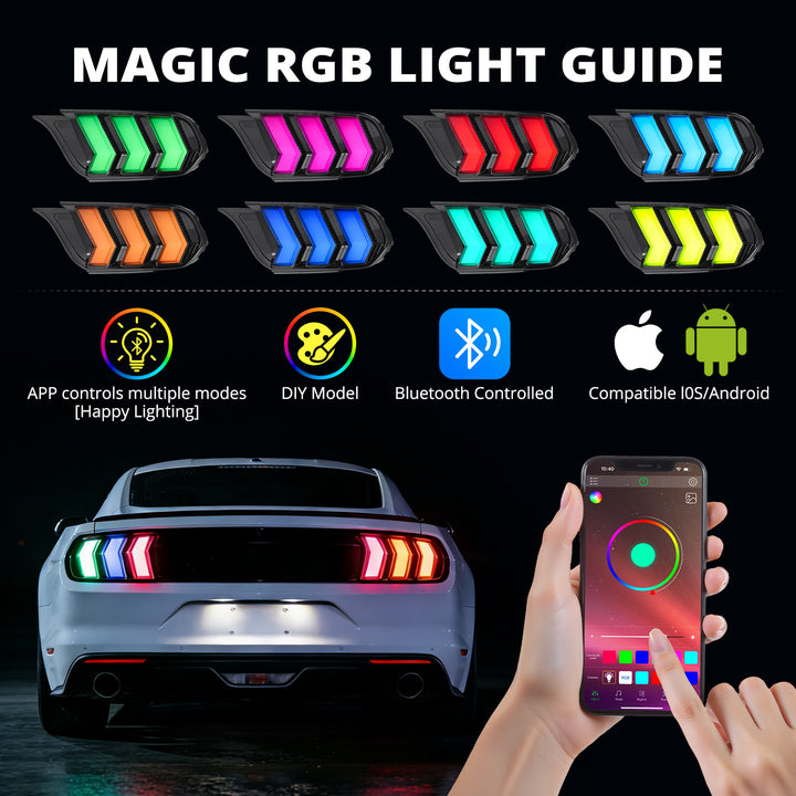 EVIL ENERGY Fit For 2015-2023 Ford Mustang RGB LED Tail Light Assembly, Sequential Start-up Animation DRL Turn Signals Rear Lamp Set, 2 PCS (Driver and Passenger Side) - EVILENERGY