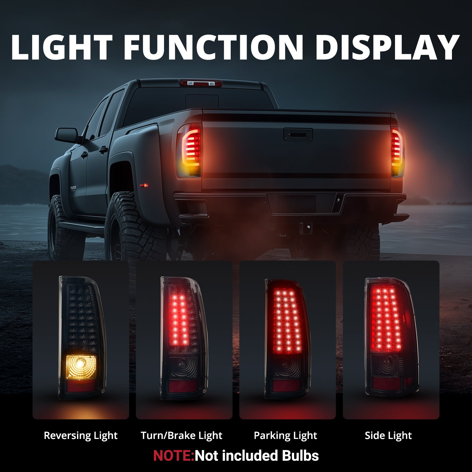EVIL ENERGY LED Tail Lights Assembly Fit for Chevy Silverado 2003-2007 1500 2500 3500HD, Bright Smoked Tail Lights, IP67 Waterproof LED Tail Lights Rear Tail Lights Pair - EVILENERGY