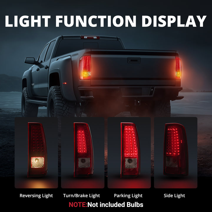 EVIL ENERGY Fit For 1999-2002 Silverado Tail Lights, 1999-2007 GMC Sierra Classic Truck Tail Light Assembly - Red 1 Pair - EVILENERGY