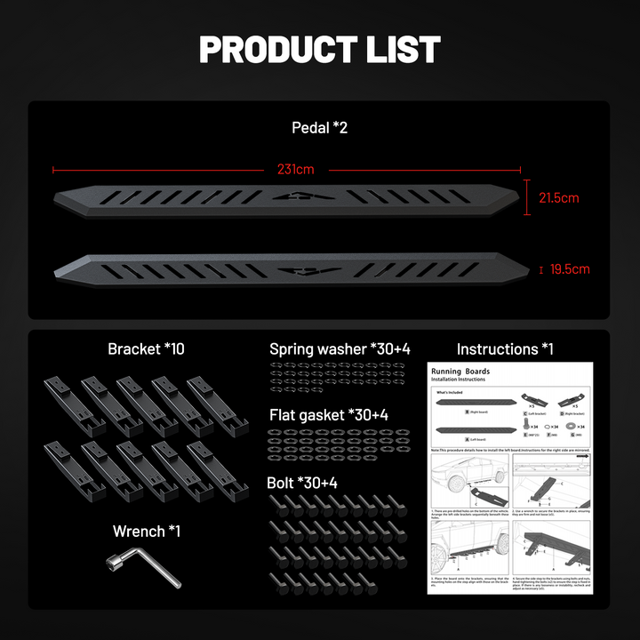 EVIL ENERGY Cybertruck Side Steps - 2PCS Heavy-Duty Running Boards, Anti-Slip Nerf Bars, No-Drill Bolt-On Installation, Rust-Proof Coating, 550LB Load Capacity - Tesla Cybertruck 2019-2025 - EVILENERGY