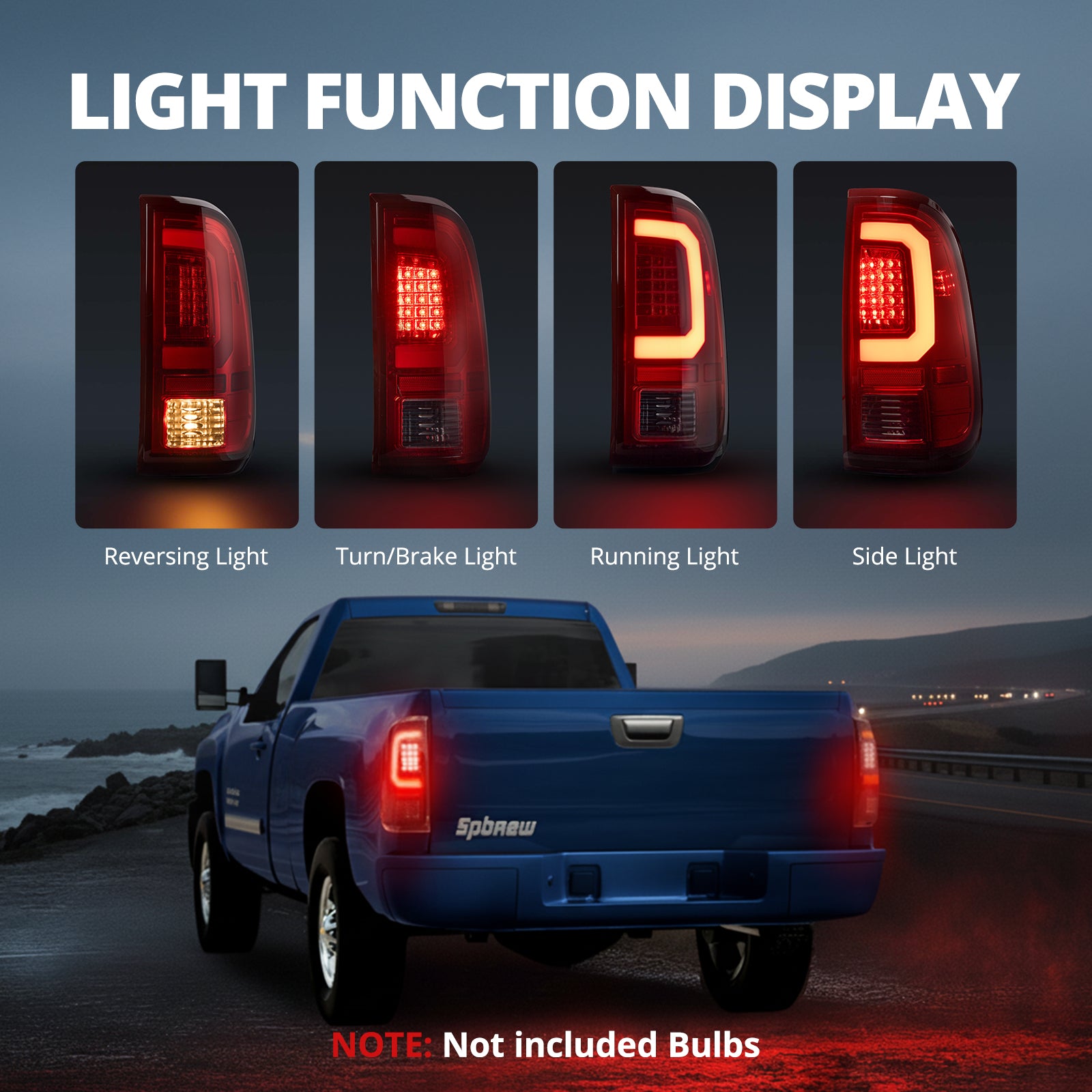 EVIL ENERGY Fit 2008 - 2016 Ford F250 F350 F450 SD Super Duty Shape LED Red Tail Light - EVILENERGY