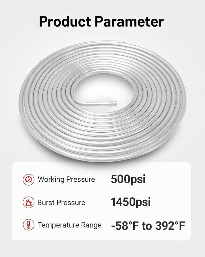 EVIL ENERGY Aluminum Coiled Fuel Line Hard Tubing Kit 1060 Grade Aluminum Tube 25FT (3/8 5/16 inch) - EVILENERGY