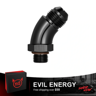 EVIL ENERGY 4/6/8/10/12AN Flare to 4/6/8/10/12AN ORB Male 45/90 Degree Full Flow Fitting Adapter Aluminum Black