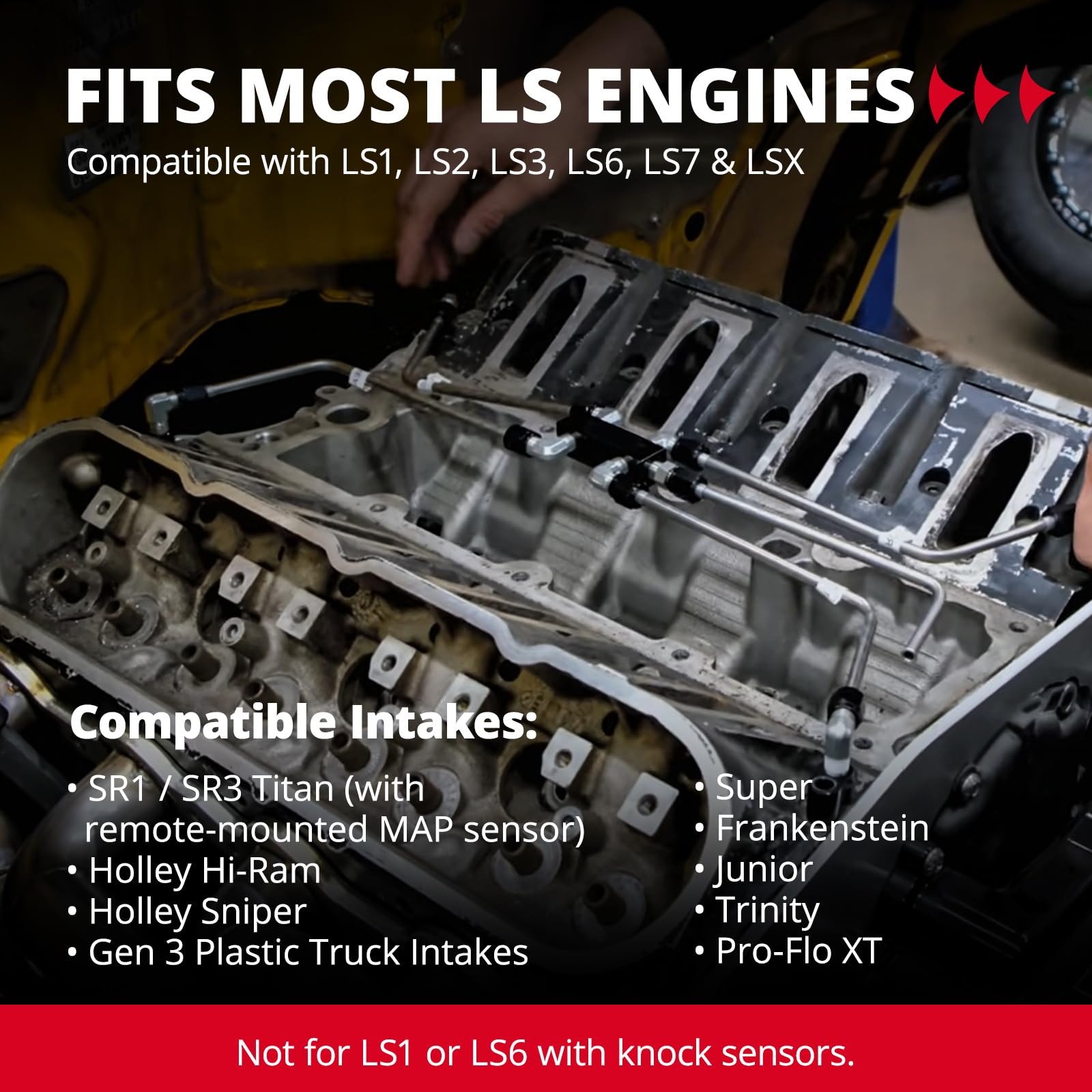 EVIL ENERGY LS Stainless Steel Coolant Crossover Steam Vent Kit - Complete Leak-Proof Kit for 5.3/6.0 LS1 LS2 LS3 LS6 LS7 LSX Engines Black|Red - EVILENERGY