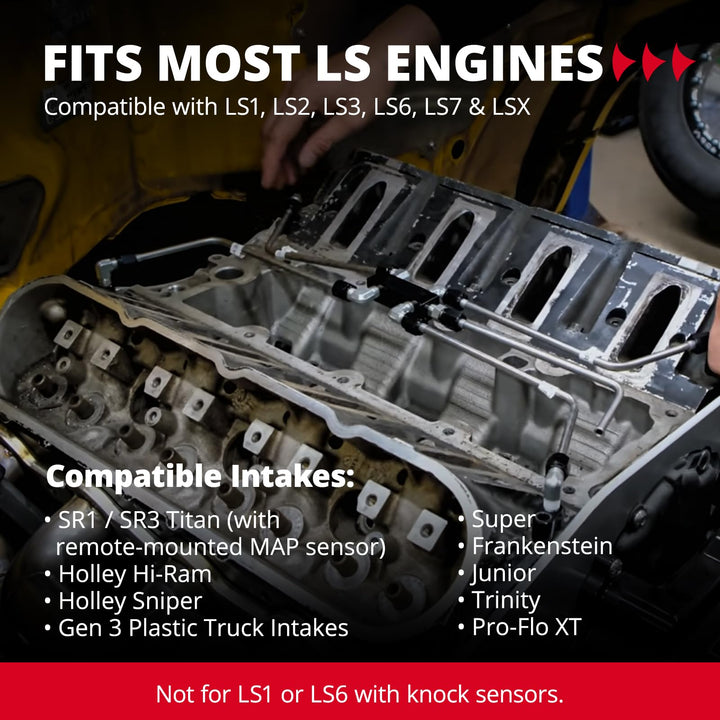 EVIL ENERGY LS Stainless Steel Coolant Crossover Steam Vent Kit - Complete Leak-Proof Kit for 5.3/6.0 LS1 LS2 LS3 LS6 LS7 LSX Engines Black|Red - EVILENERGY