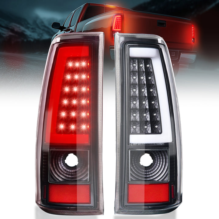 EVIL ENERGY Fit For Chevy Silverado 2003 2004 2005 2006 LED Tail Lights Assembly, Smoked Tail Lights Truck Rear Lamp Black 1 Pair - EVILENERGY