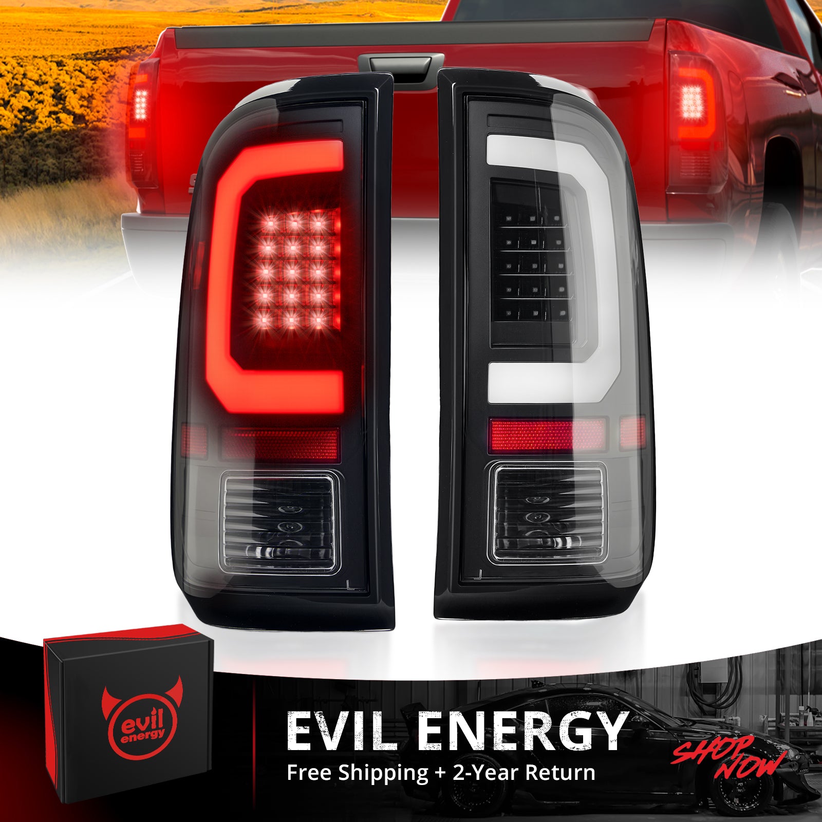 EVIL ENERGY Black LED Tail Lights Lamps for 2008-2016 Ford F250 F350 F450 F550 Super Duty - EVILENERGY