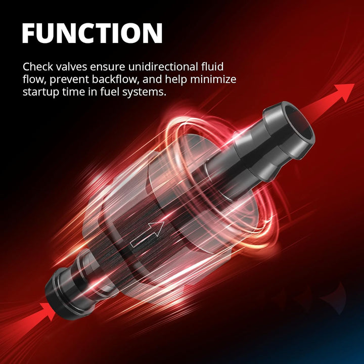 EVIL ENERGY Inline One Way Fuel Check Valve Aluminum Barb Fitting – Black - EVILENERGY