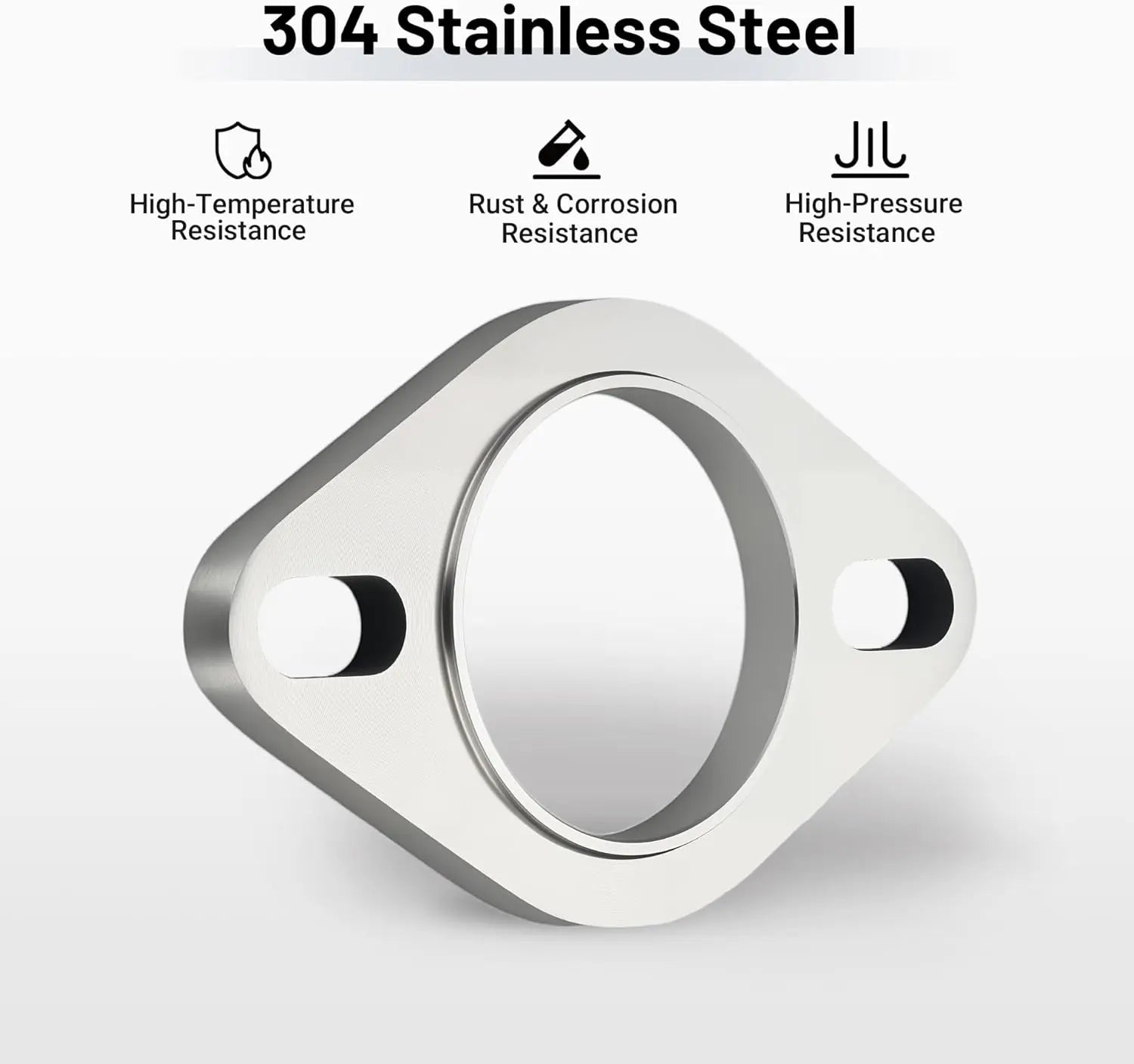 EVILENERGY EVIL ENERGY 2 Inch 2 Bolt Exhaust Flange Connection Kit, Stainless Steel Exhaust Flange and Gasket Set, Exhaust Flanges with Flange Edge for Easier Welding, 1 PC