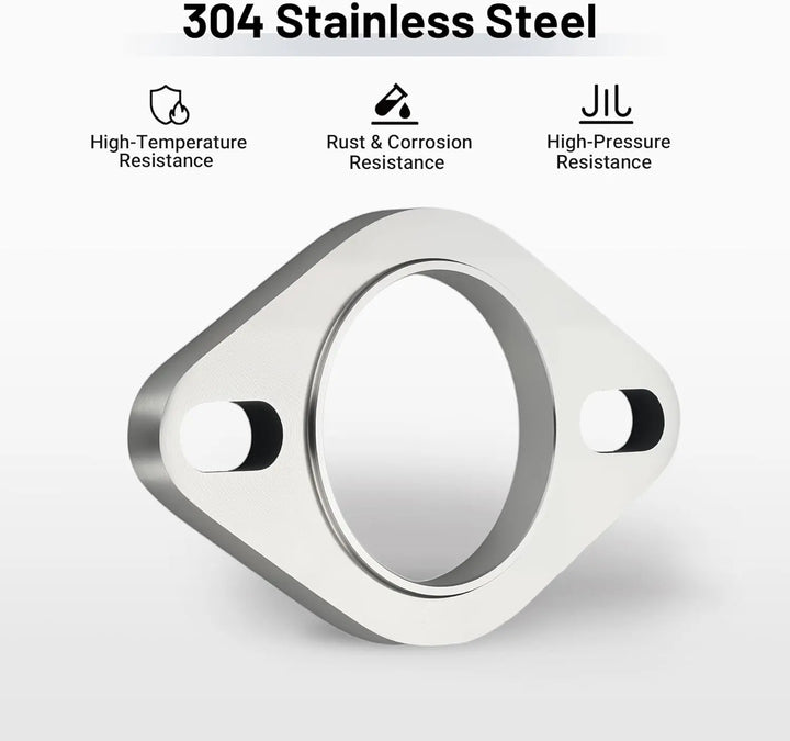 EVILENERGY EVIL ENERGY 2 Inch 2 Bolt Exhaust Flange Connection Kit, Stainless Steel Exhaust Flange and Gasket Set, Exhaust Flanges with Flange Edge for Easier Welding, 1 PC