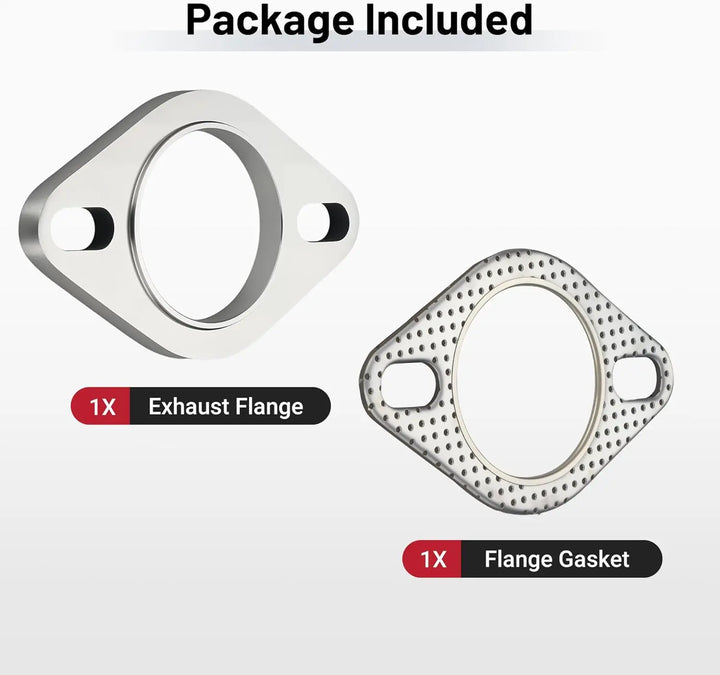 EVILENERGY EVIL ENERGY 2 Inch 2 Bolt Exhaust Flange Connection Kit, Stainless Steel Exhaust Flange and Gasket Set, Exhaust Flanges with Flange Edge for Easier Welding, 1 PC