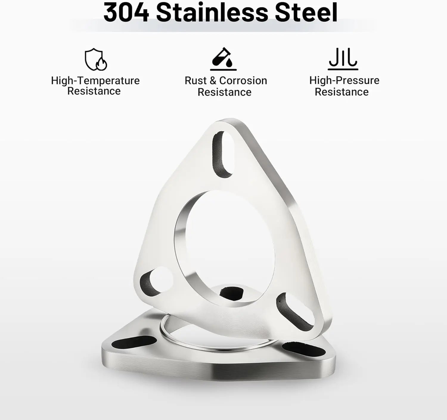 EVILENERGY EVIL ENERGY 2 Inch 3 Bolt Exhaust Flange Connection Kit, Stainless Steel Exhaust Flange and Gasket Set with Bolts and Nuts, Exhaust Flanges with Flange Edge for Easier Welding, 2 PCS