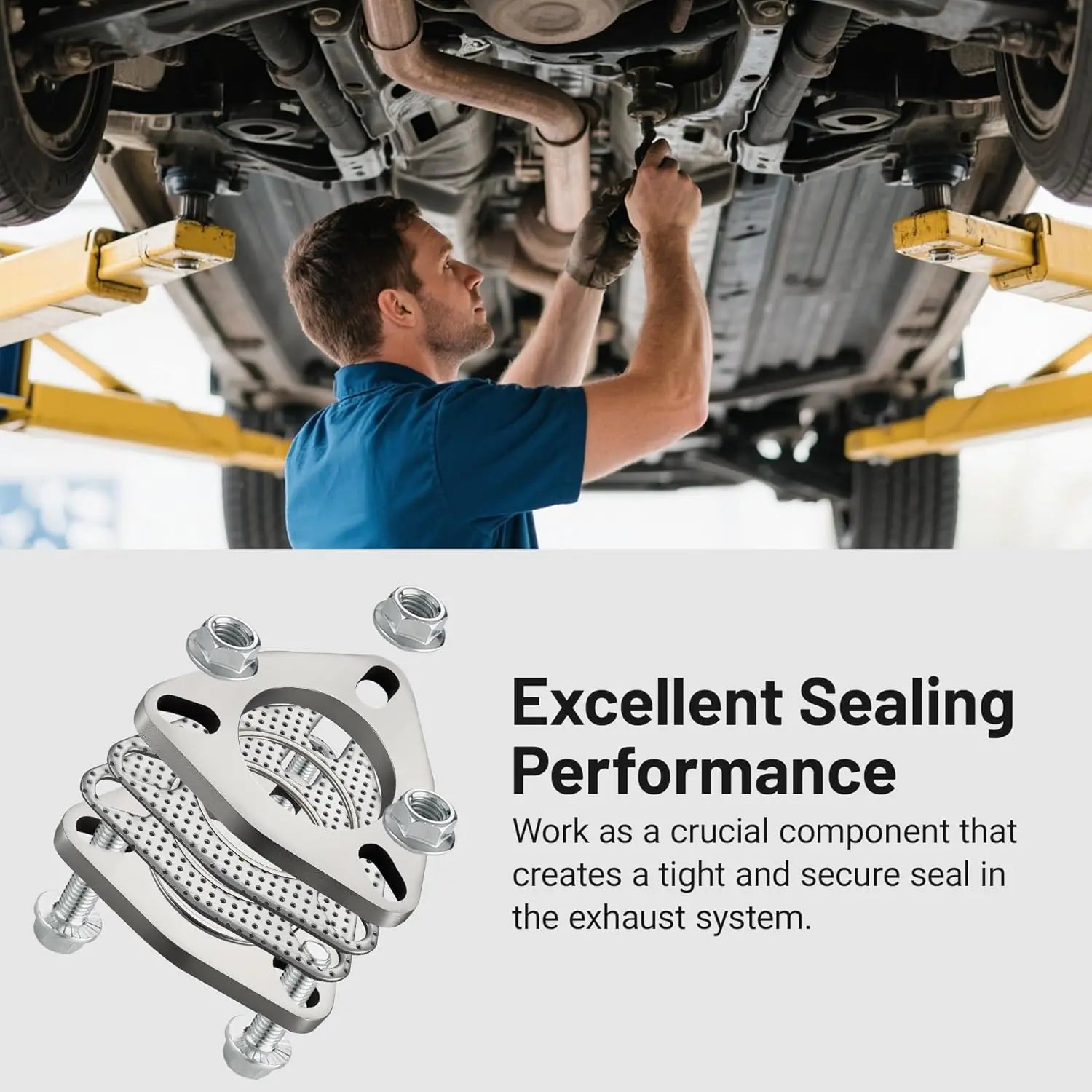 EVILENERGY EVIL ENERGY 2 Inch 3 Bolt Exhaust Flange Connection Kit, Stainless Steel Exhaust Flange and Gasket Set with Bolts and Nuts, Exhaust Flanges with Flange Edge for Easier Welding, 2 PCS