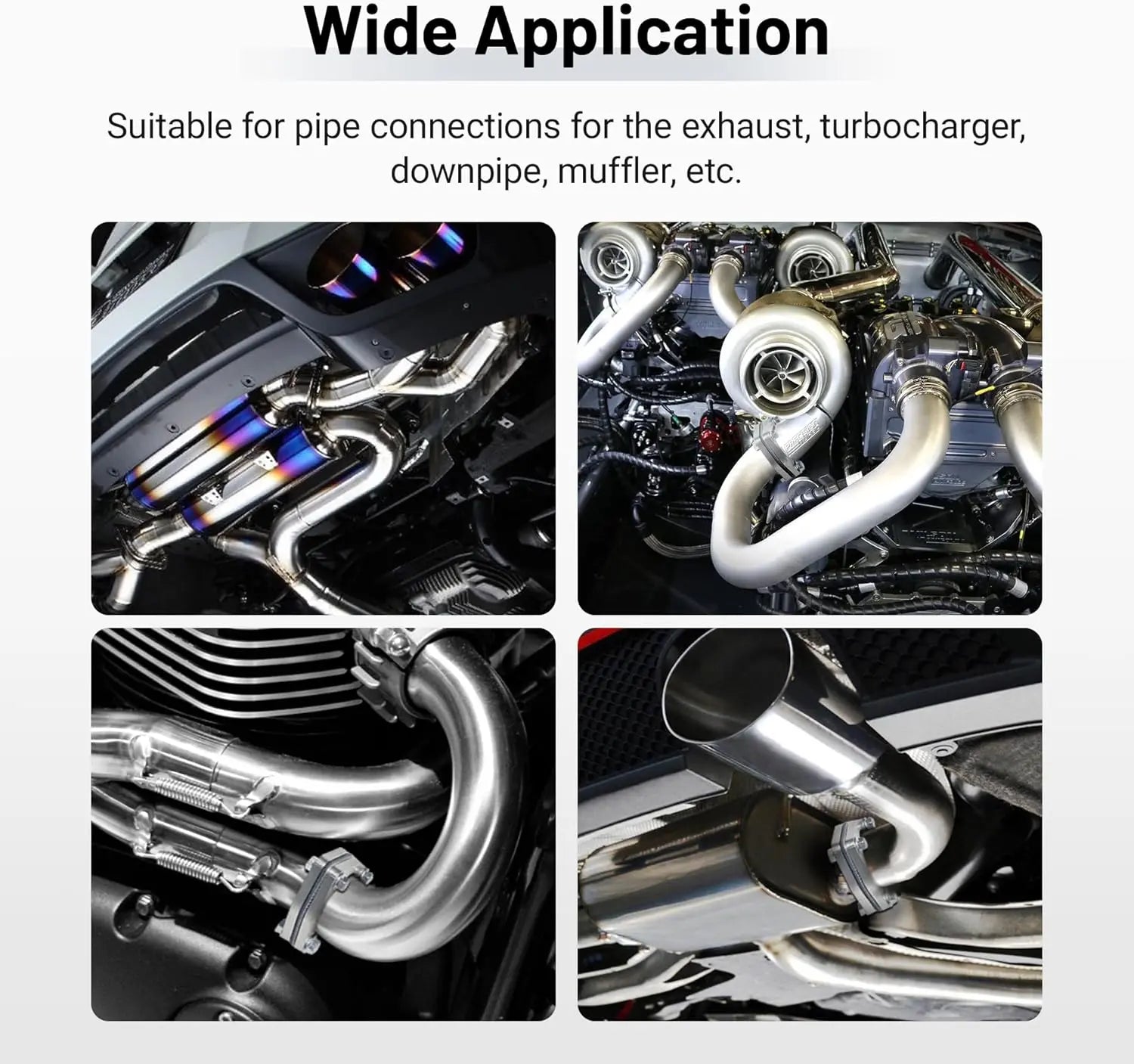 EVILENERGY EVIL ENERGY 2 Inch 3 Bolt Exhaust Flange Connection Kit, Stainless Steel Exhaust Flange and Gasket Set with Bolts and Nuts, Exhaust Flanges with Flange Edge for Easier Welding, 2 PCS