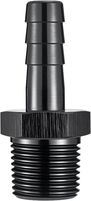 EVILENERGY EVIL ENERGY 3/8" NPT Male to 3/8" Barb Fitting, Fuel Oil Pump Inlet Fitting Adapter Straight Aluminum Black