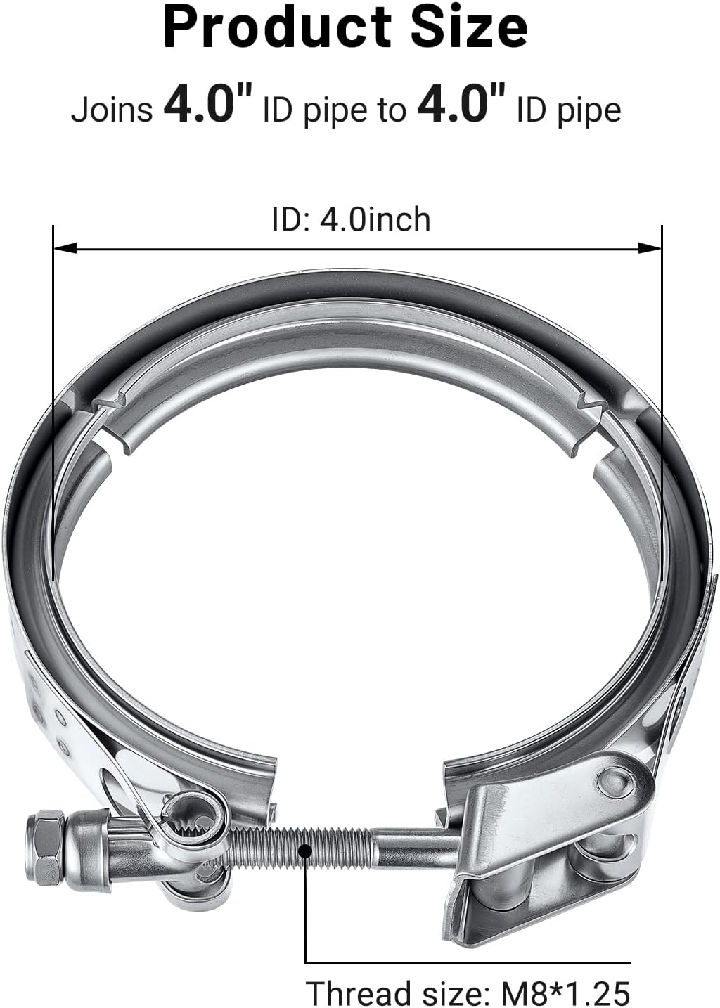 EVIL ENERGY V Band Clamp Quick Release Stainless Steel Male Female Mild Steel (without Flange) - EVILENERGY