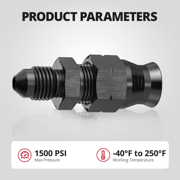 EVIL ENERGY 3/6AN Male to 1/4, 5/16 & 3/8 inch Hardline Compression Fitting Adapter Black Aluminum - EVILENERGY