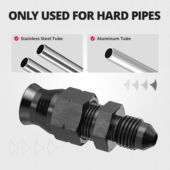 EVIL ENERGY 3/6AN Male to 1/4, 5/16 & 3/8 inch Hardline Compression Fitting Adapter Black Aluminum - EVILENERGY