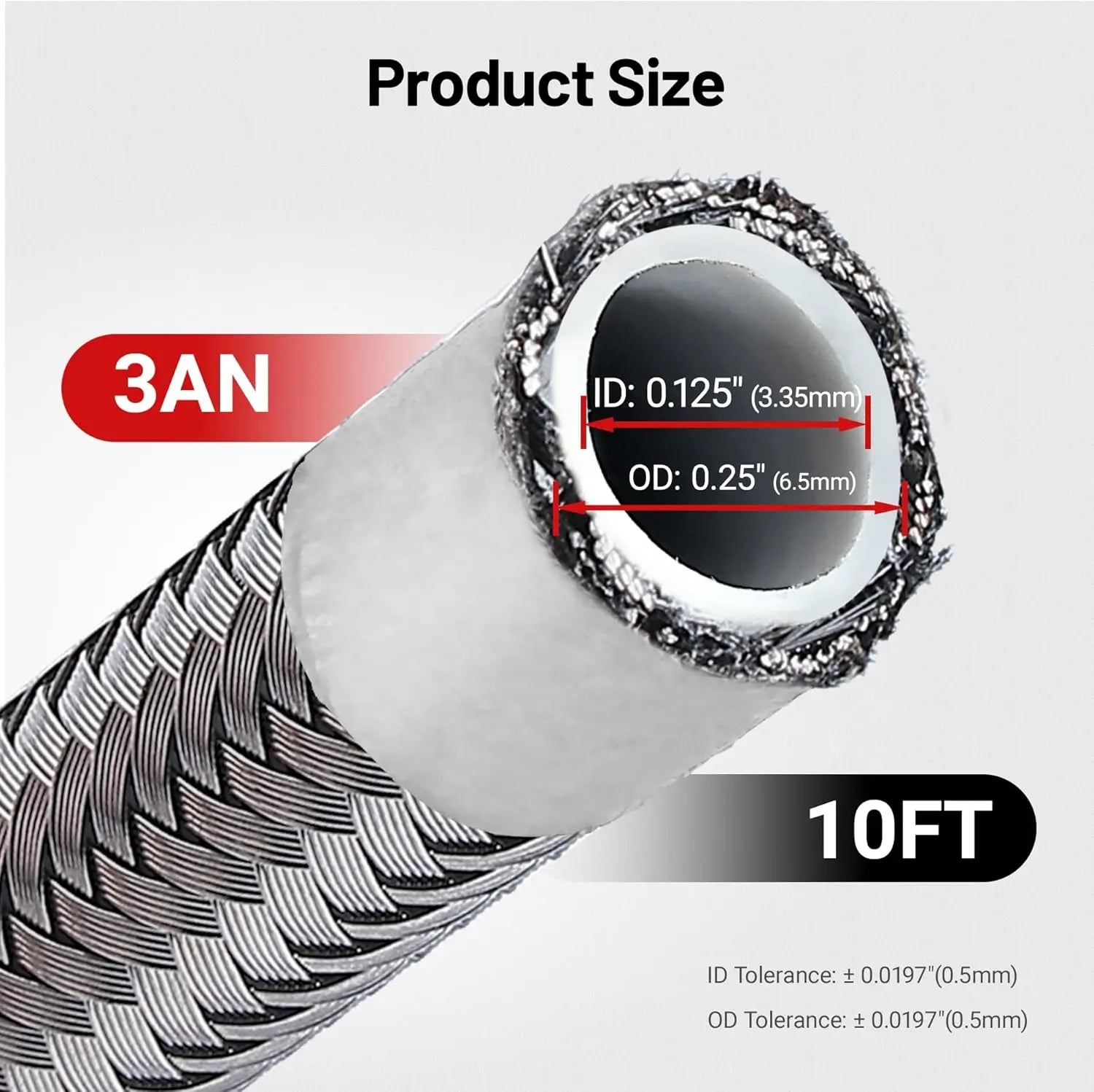 EVILENERGY EVIL ENERGY 3AN PTFE Fuel Line Kit 10FT, AN3 E85 Stainless Steel Braided PTFE Fuel Hose Line Kit ptfe Fuel Hose Silver