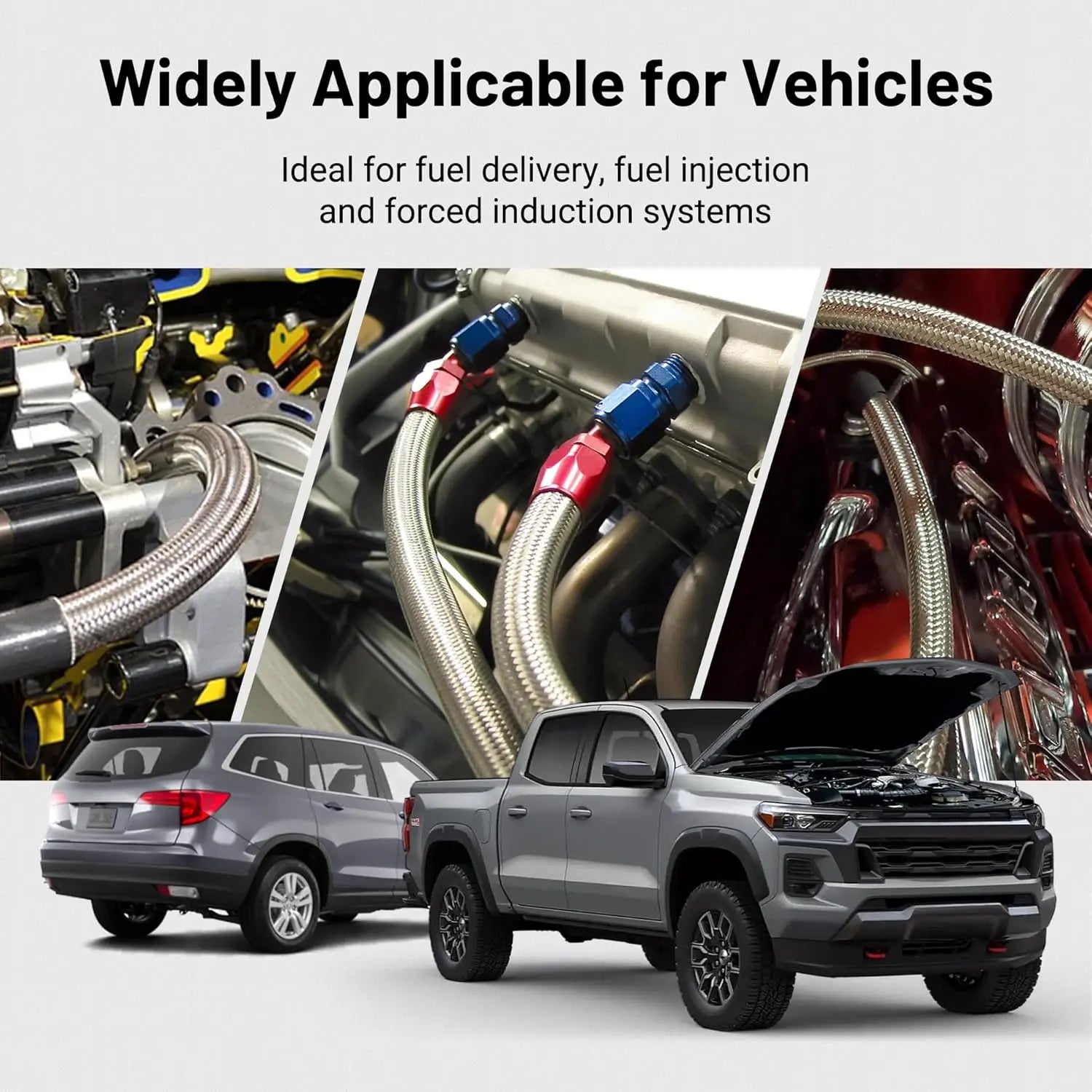 EVILENERGY EVIL ENERGY 3AN PTFE Fuel Line Kit 10FT, AN3 E85 Stainless Steel Braided PTFE Fuel Hose Line Kit ptfe Fuel Hose Silver