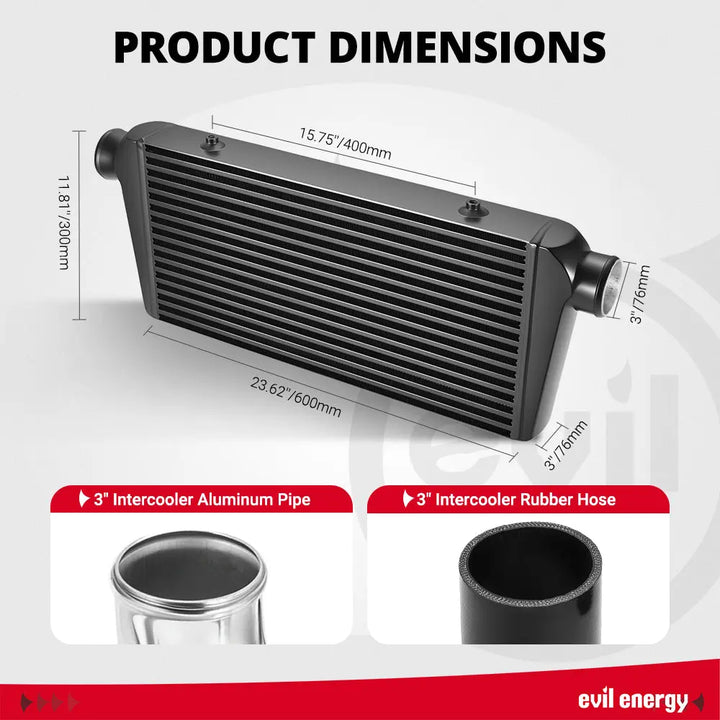 EVIL ENERGY EVIL ENERGY 3" Core Intercooler & BOV Kit for 2009-2015 Chevrolet Camaro LS3 V8 Turbo (NA-T Conversion) - AC-Retained, Bolt-On Installation