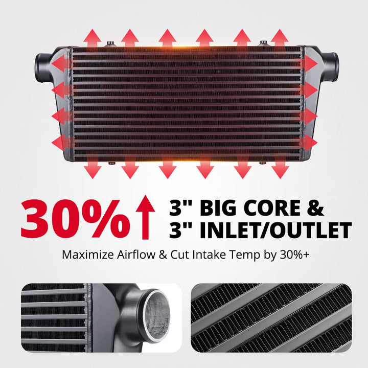 EVIL ENERGY EVIL ENERGY 3" Core Intercooler & BOV Kit for 2009-2015 Chevrolet Camaro LS3 V8 Turbo (NA-T Conversion) - AC-Retained, Bolt-On Installation