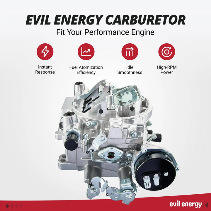EVIL ENERGY 500 CFM 4 - barrel carburetor benefits, instant response, fuel efficiency, smooth idle