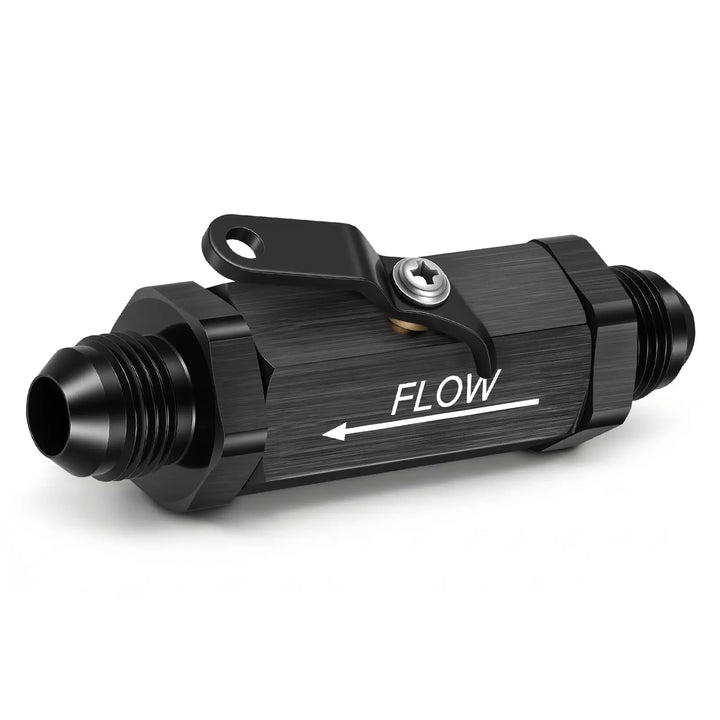 EVILENERGY EVIL ENERGY 6/8/10AN Fuel Shut Off Valve, Male to Male Inline Fuel Cut Off Valve with Cable Lever, Aluminum Black