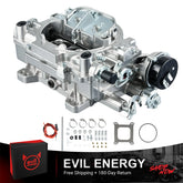 EVIL ENERGY 600 CFM 4-barrel carburetor with electric choke, full installation kit, square bore flange, and gasket.