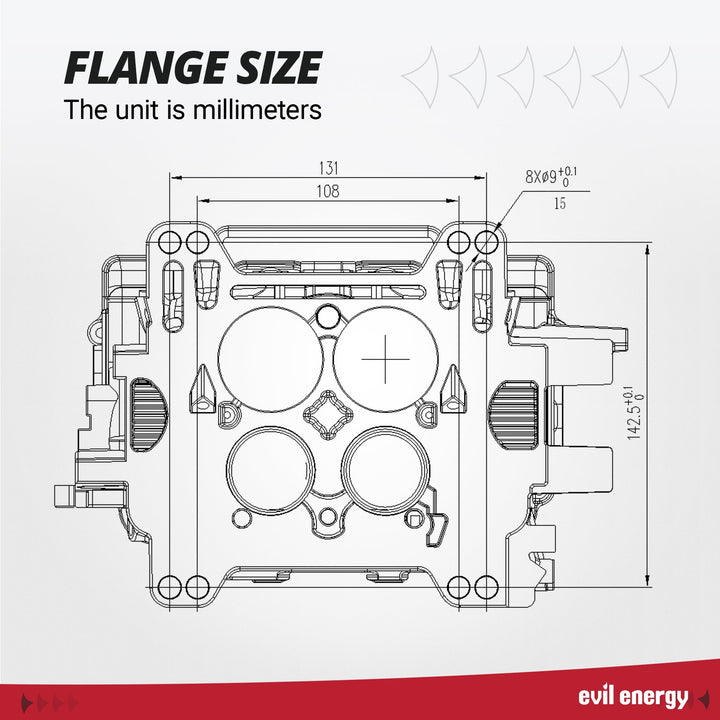EVIL ENERGY 600 CFM 4-Barrel Carburetor flange size, precision engineering for performance engines