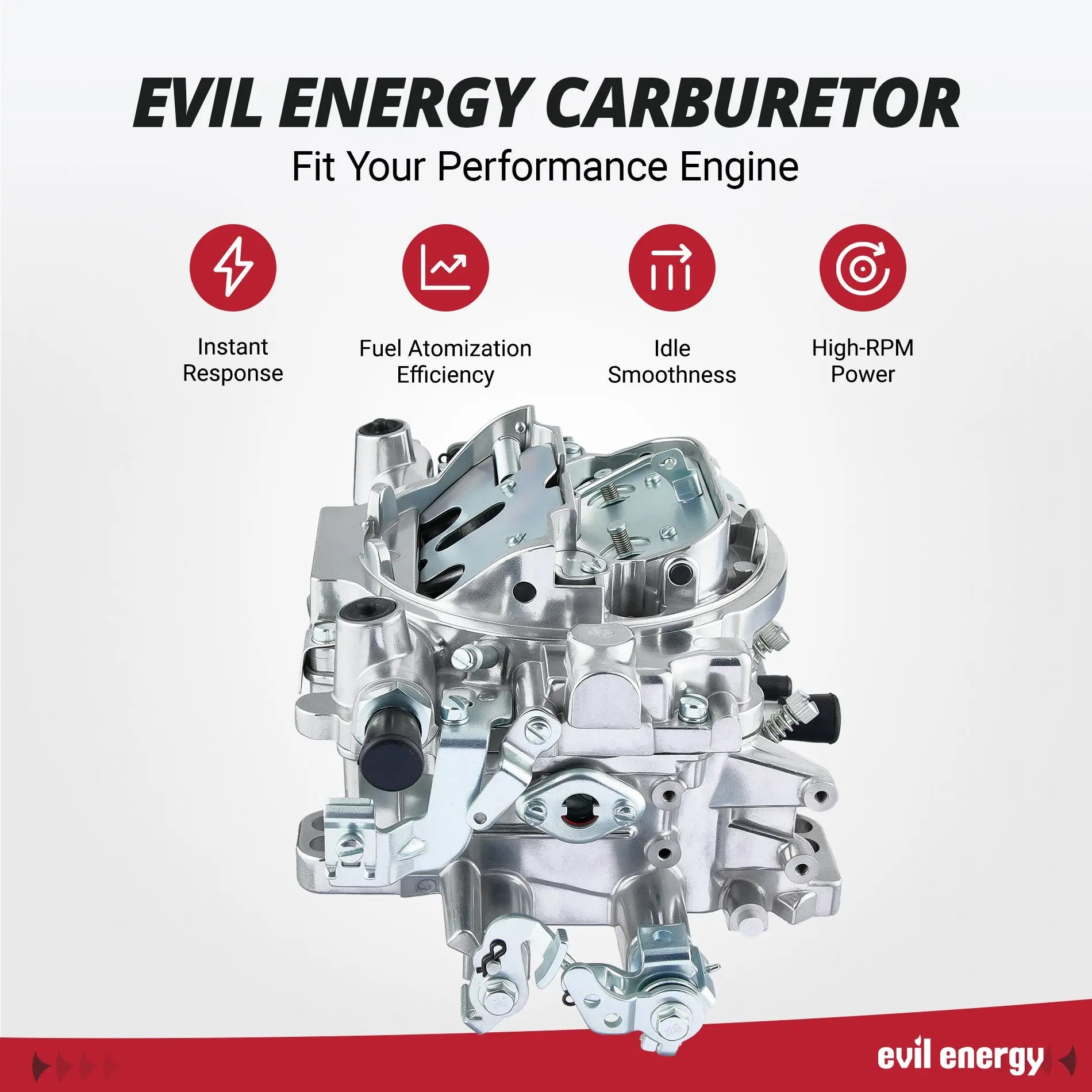 EVIL ENERGY 650 CFM 4-barrel Carburetor, instant response & high-RPM power