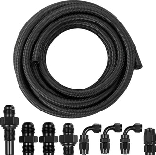 EVILENERGY EVIL ENERGY 6AN CPE Transmission Cooler Line Kit 15FT for 4L80E Fuel Line | CPE Inner Tube with 304 Stainless Steel Braid and Nylon Cover, Design for High Pressure, Heat Resistance & Durability