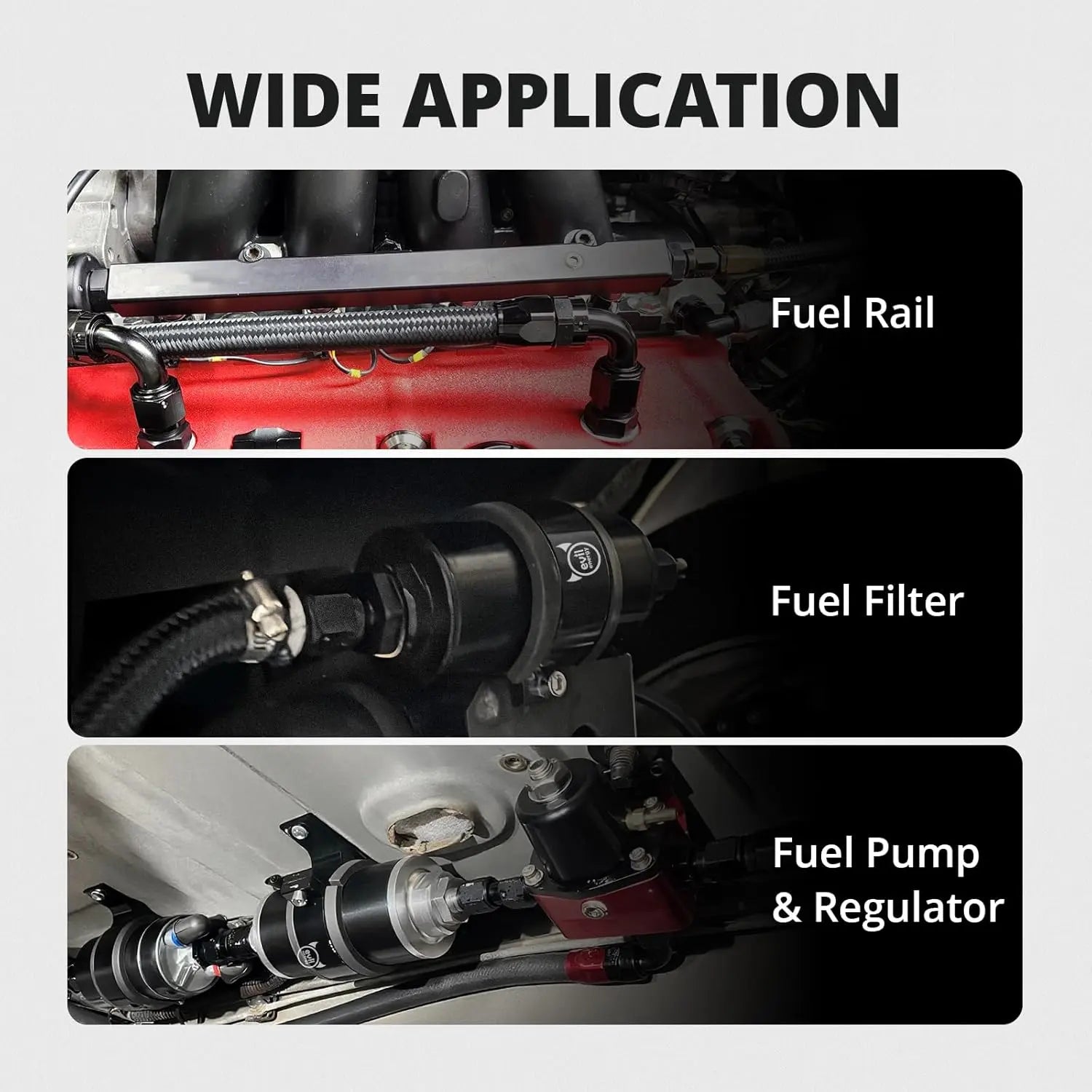 EVILENERGY EVIL ENERGY 6AN Female Flare Swivel to 6AN ORB Male Adapter, Straight Fuel Rail Fitting, Leak-Free & Easy Install for Fuel Line Systems, Aluminum Black