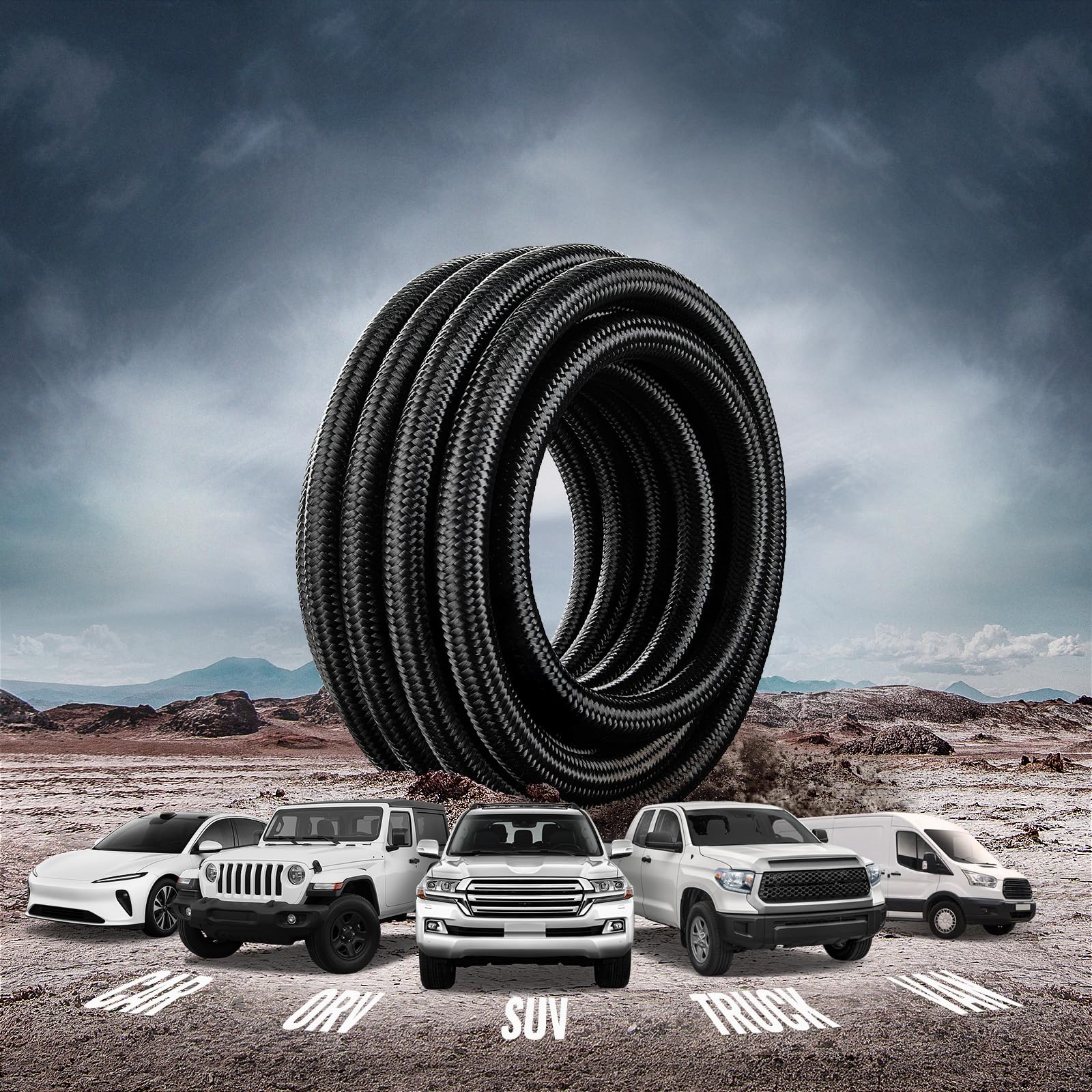 EVIL ENERGY 10AN PTFE Fuel Line Kit, E85 Stainless Steel Braided PTFE Fuel Hose 30FT AN10 LS Swap EFI Fuel Line Fitting Kit - EVILENERGY