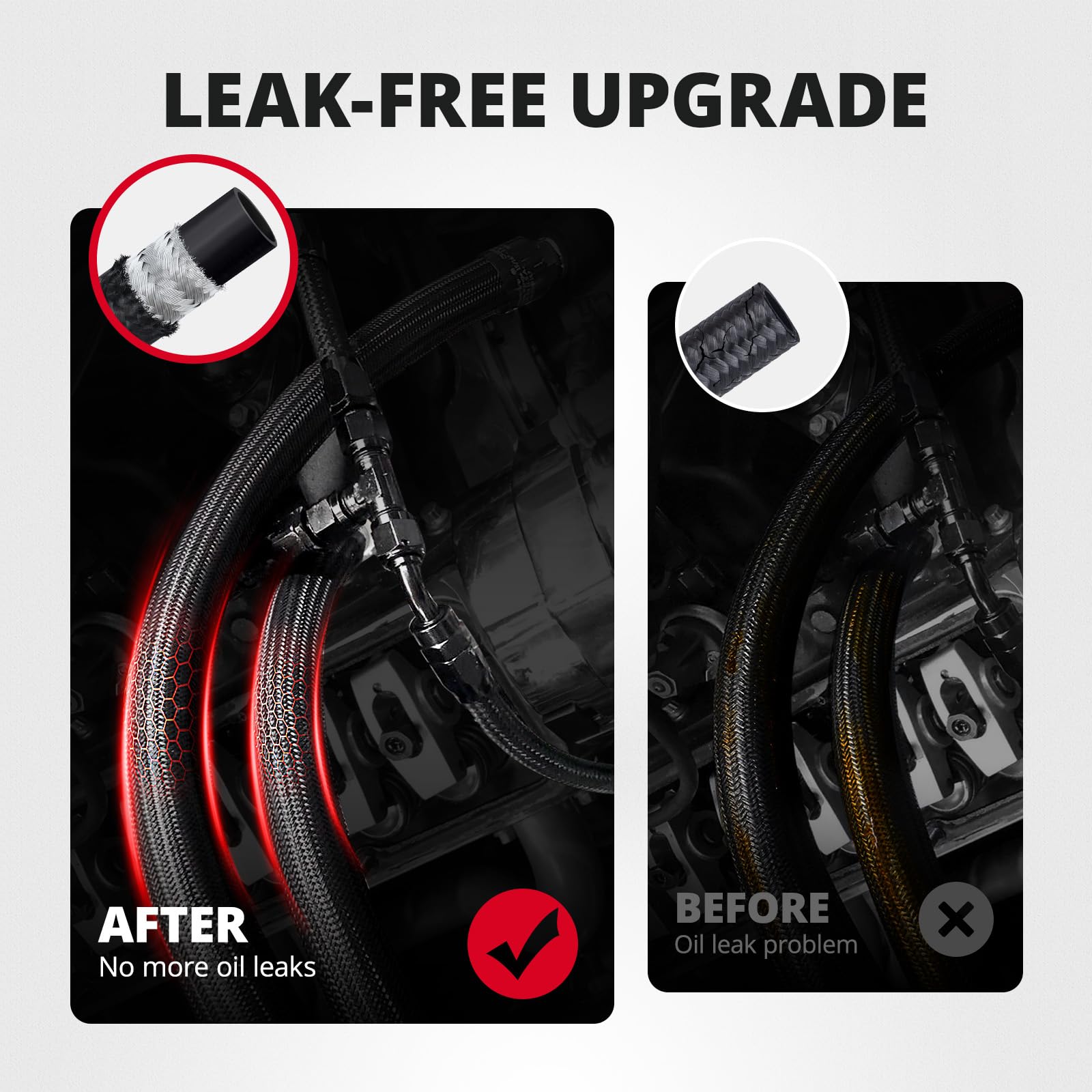 EVIL ENERGY 10AN PTFE Fuel Line Kit, E85 Stainless Steel Braided PTFE Fuel Hose 30FT AN10 LS Swap EFI Fuel Line Fitting Kit - EVILENERGY