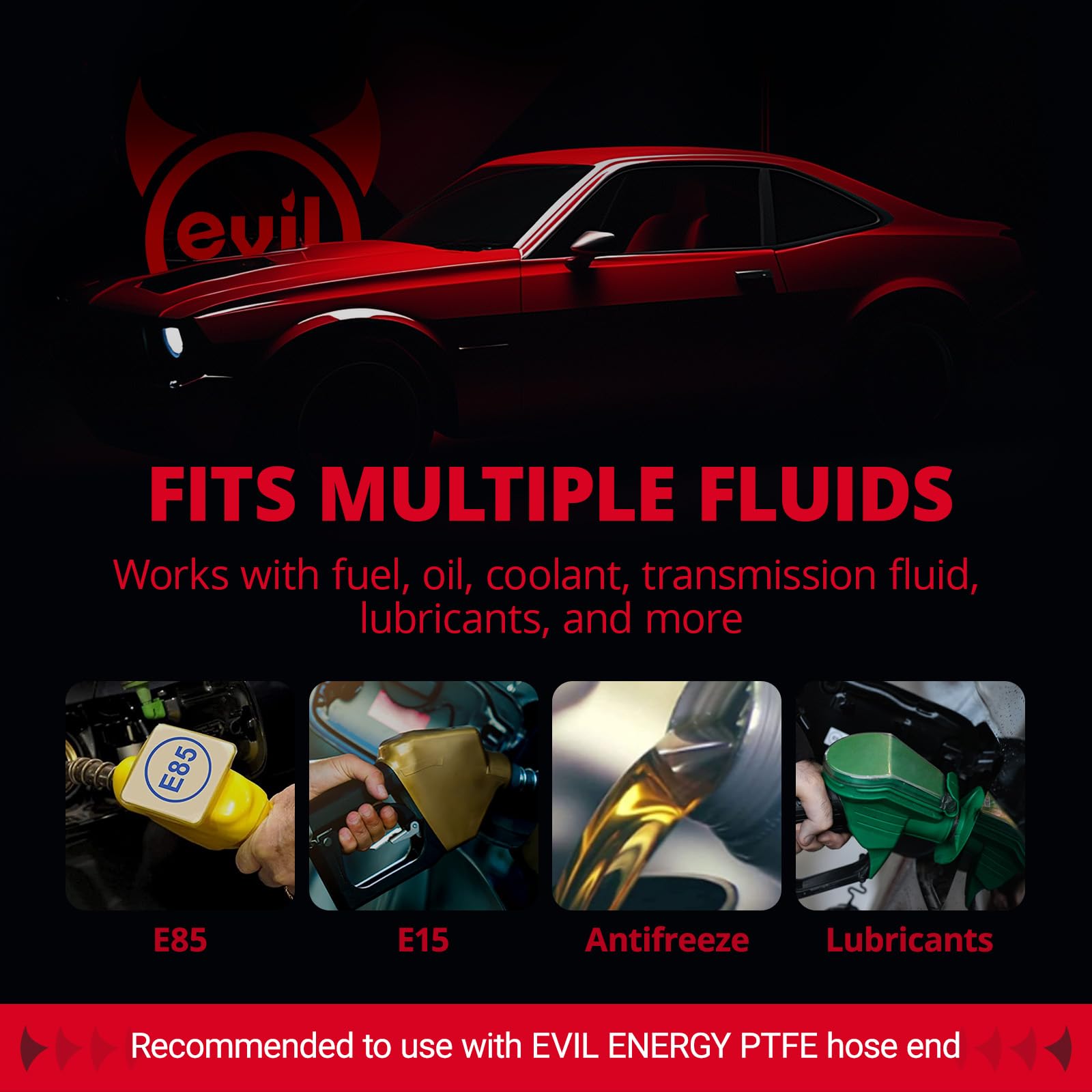 EVIL ENERGY 10AN PTFE Fuel Line Kit, E85 Stainless Steel Braided PTFE Fuel Hose 30FT AN10 LS Swap EFI Fuel Line Fitting Kit - EVILENERGY