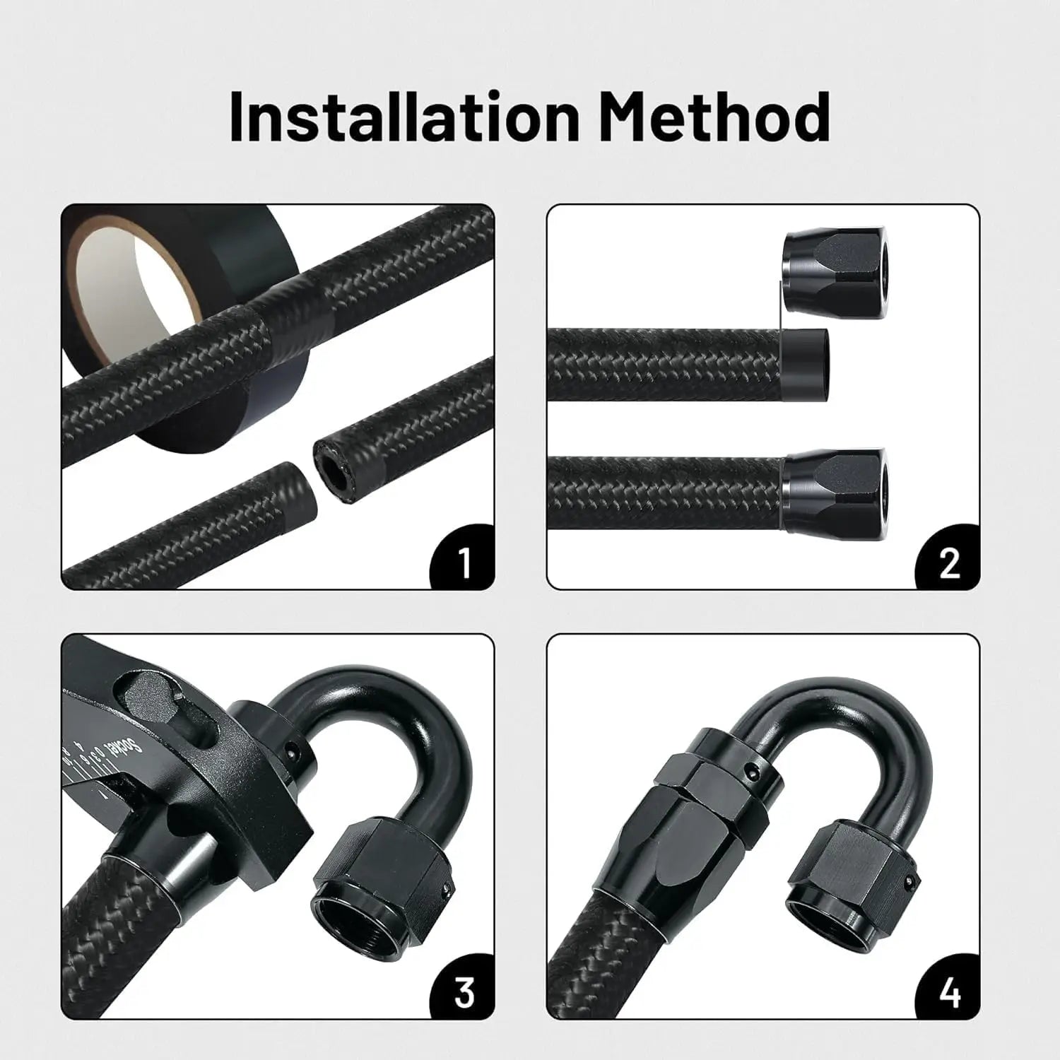 EVILENERGY EVIL ENERGY 6AN Fuel Line Kit, 6AN Hose AN6 Braided Nylon Fuel Hose Fitting Kit CPE 10FT Black