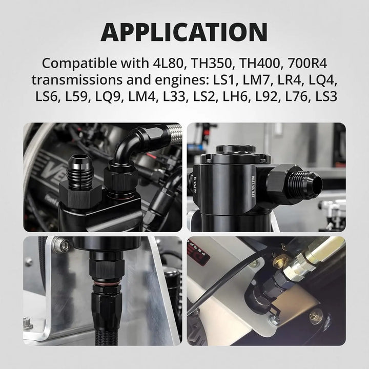 EVILENERGY EVIL ENERGY 6AN Male Flare to 1/4" NPSM Fitting, 4L80E Transmission Cooler Line AN Fittings, Aluminum, Fits 4L80E LS1 LM7 LR4 LQ4 LS6 L59 LQ9 LM4 L33 LS2 LH6 L92 L76 LS3 551124, Black, 2PCS