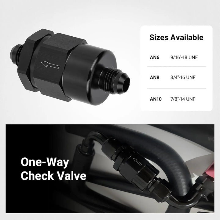 EVILENERGY EVIL ENERGY 6AN Male Non Return One Way Check Valve Fitting Aluminum Black