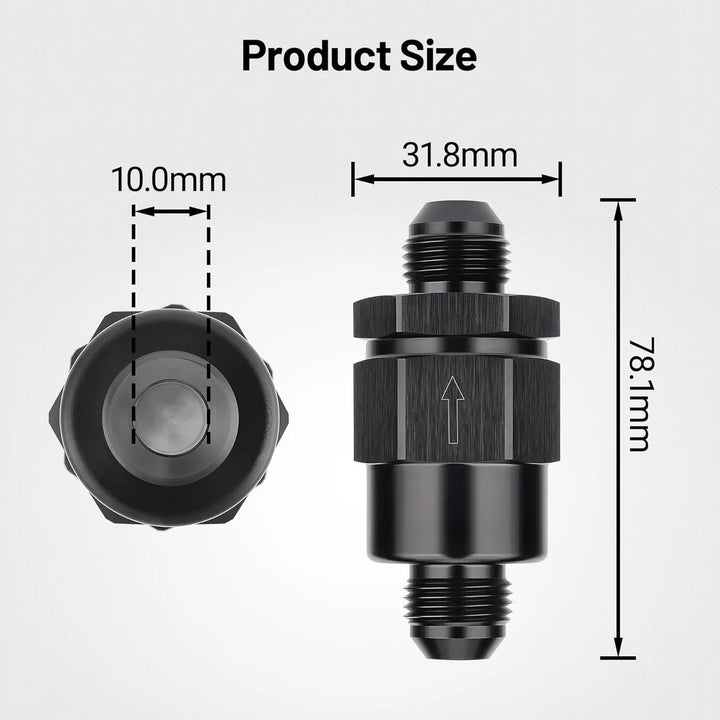 EVILENERGY EVIL ENERGY 6AN Male Non Return One Way Check Valve Fitting Aluminum Black