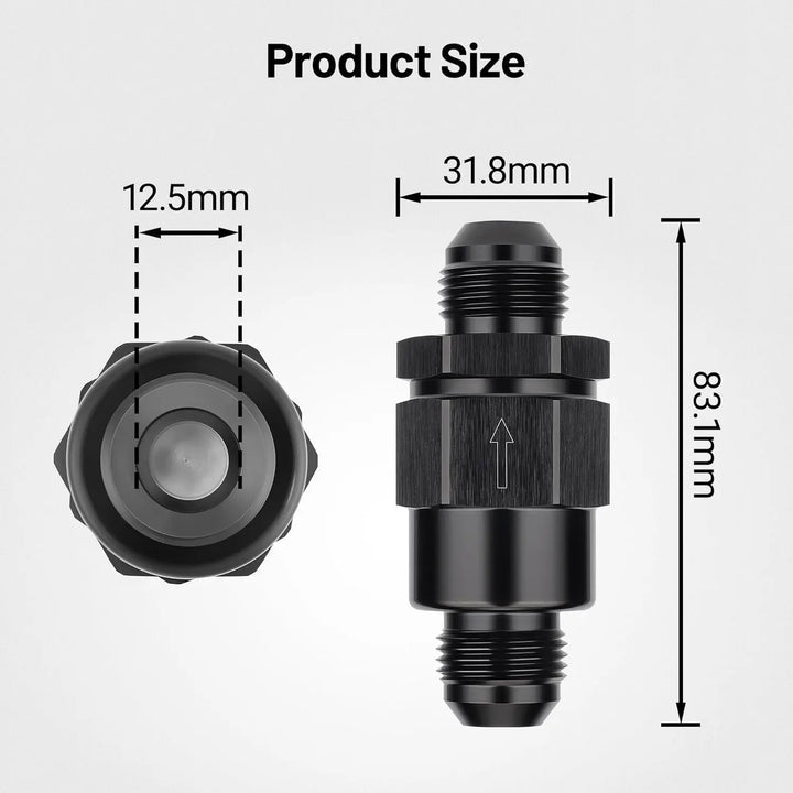 EVILENERGY EVIL ENERGY 6AN Male Non Return One Way Check Valve Fitting Aluminum Black