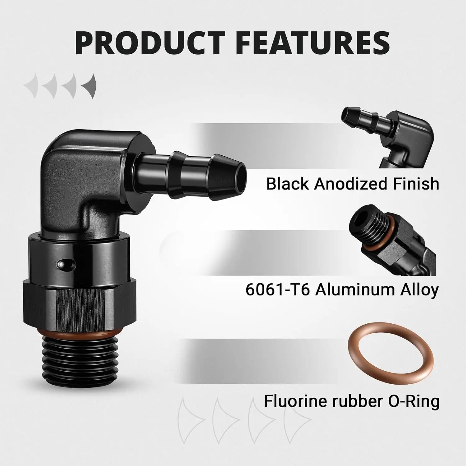 EVIL ENERGY AN ORB Male to Barb 90 Degree Aluminum Fuel Hose Fitting - EVILENERGY